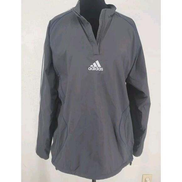 Adidas Reversible 1/4 Zip Long Sleeve Jacket Gray Blue Size Small - Picture 1 of 7